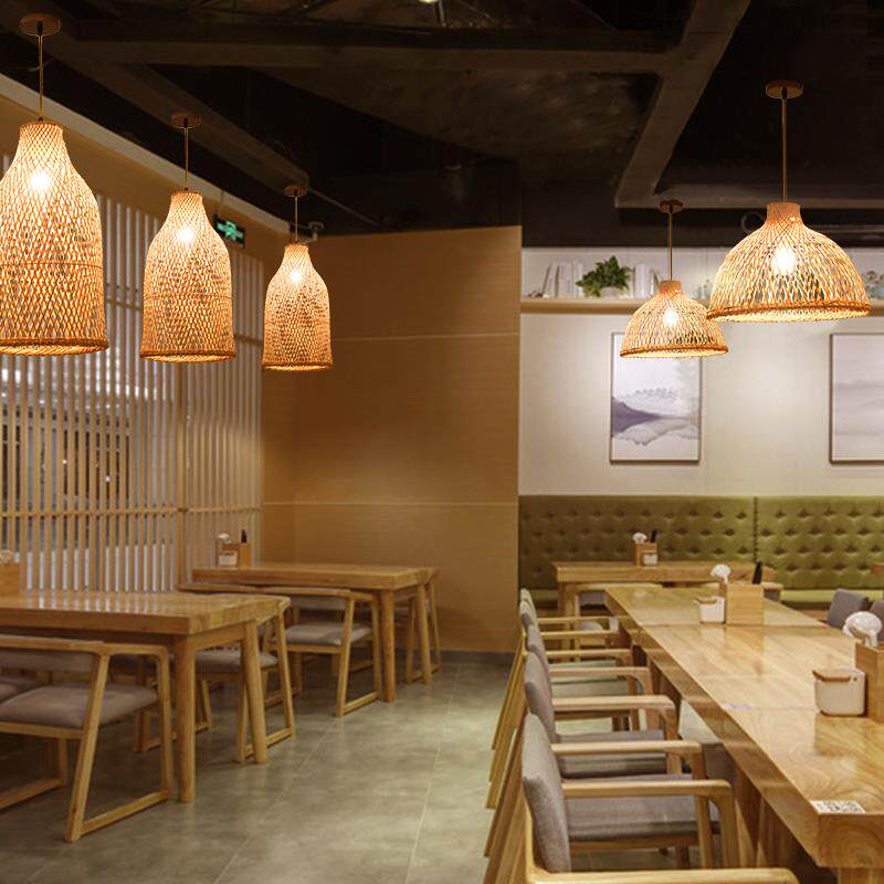 日式禅意竹编竹灯新中式笼酒店茶楼梯饭店大堂藤艺民俗客栈吊灯具