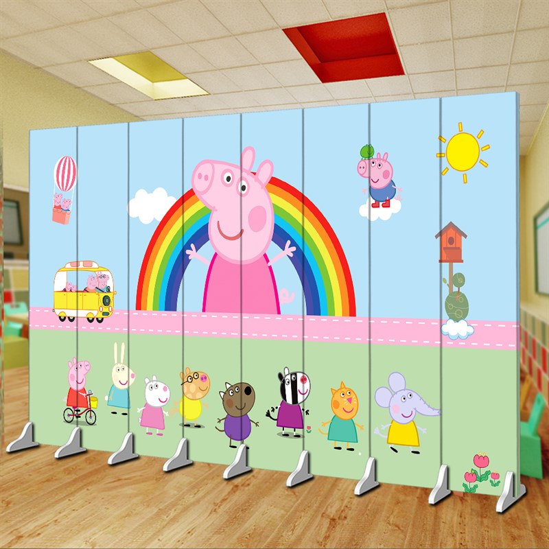 屏风隔断厅幼儿园教室学校动漫卡通幼教移动屏障遮挡折叠布艺折屏