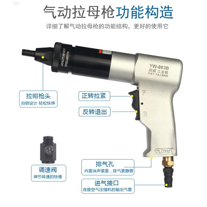 【工业级】气动拉铆螺母枪铆钉枪镀锌螺帽拉卯枪铆罗母机拉姆抢X