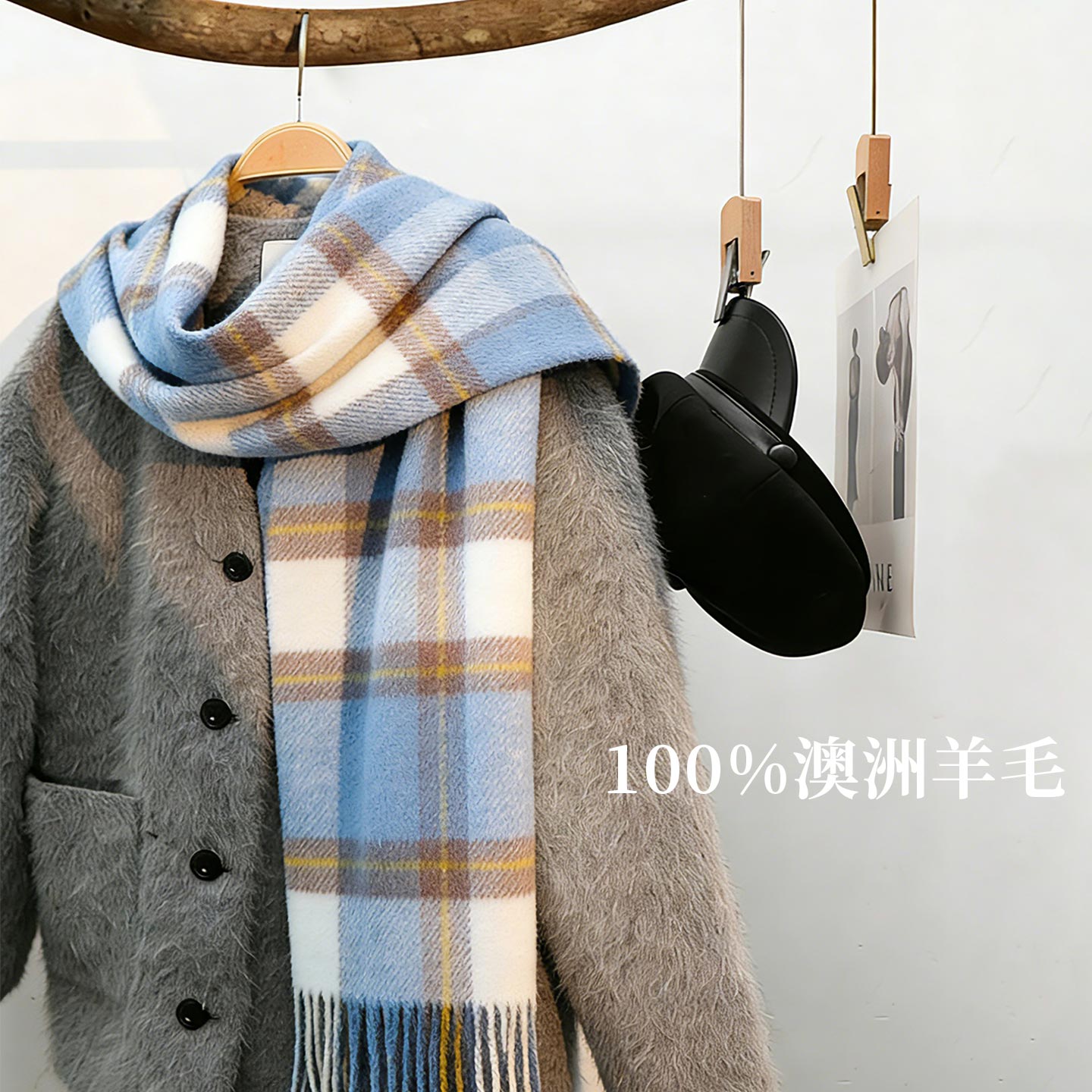 2026精选100%羊毛围巾冬季女百搭