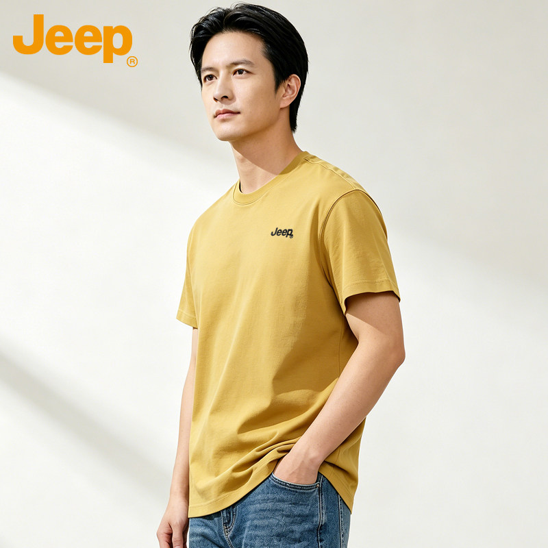 JEEP吉普男士夏季圆领休闲T恤薄t