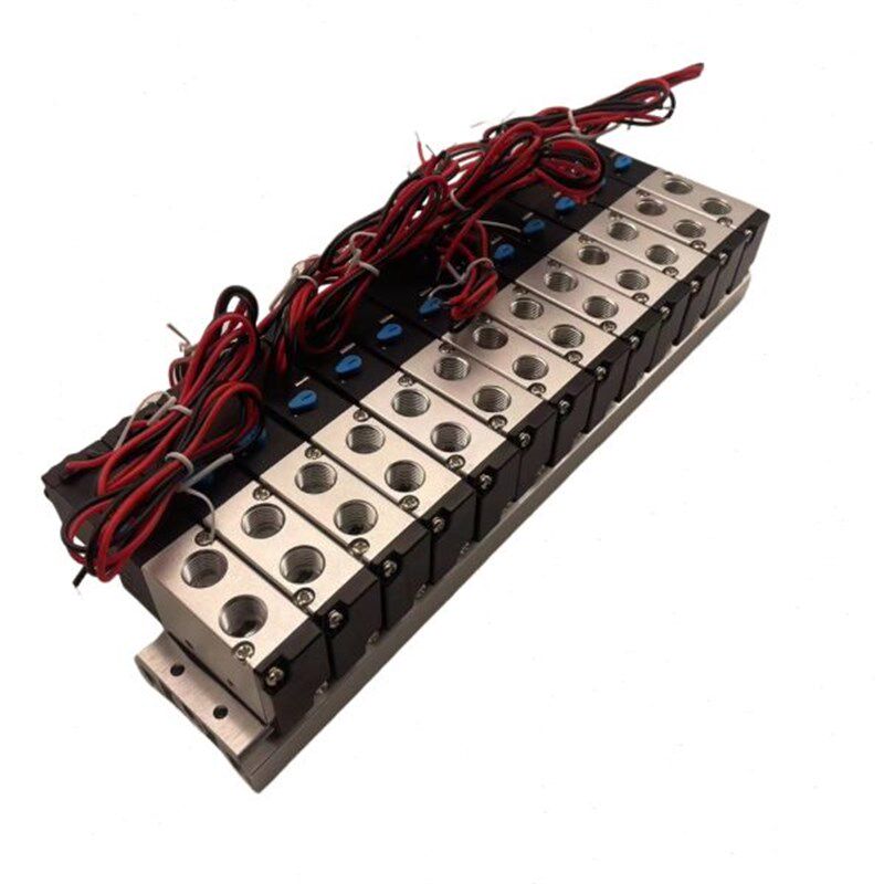 电磁阀阀组4V210-08 DC24V 带线 线长50cm  二位五通电磁阀气动