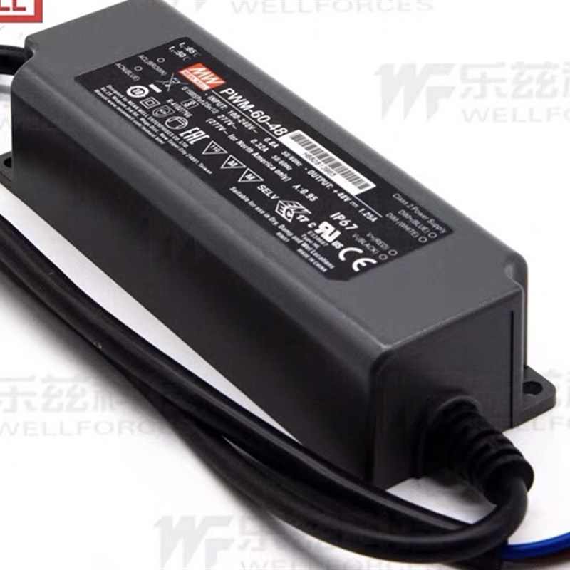 明纬LED开关电源PWM-60-12/24 60W PWM输出IP67防水DA2调光