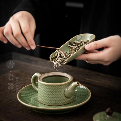 尚赏岩陶瓷茶勺茶荷功夫茶具子配件用茶则家茶拨茶道六君GQI醒茶