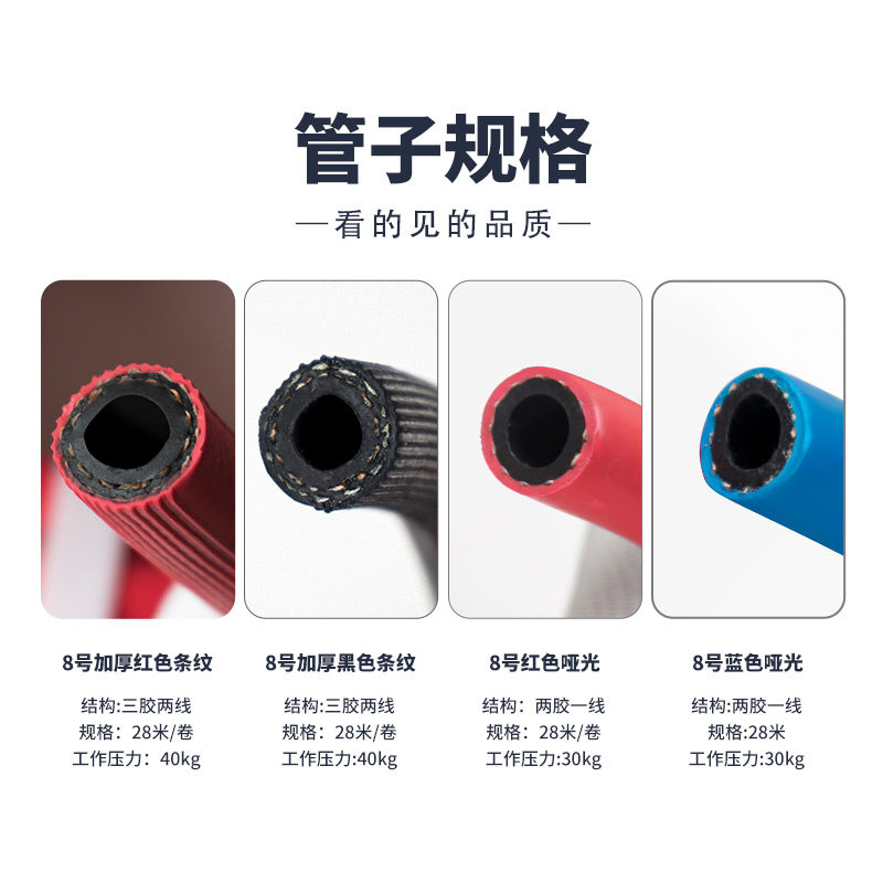 氧气管高压软管乙炔管焊割8mm工业氧气带用双色割枪气割橡胶管子