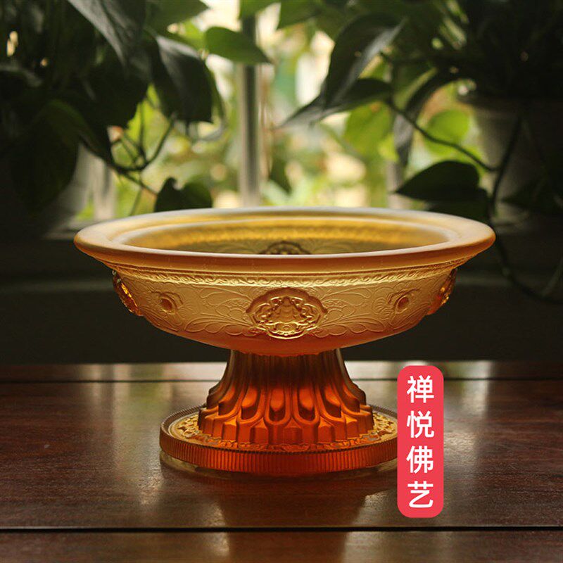 禅悦佛艺古法真琉璃八吉祥护法杯密宗法器家用桌面摆件修行杯大号