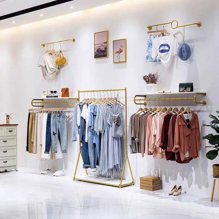 服装店展示架落地立式陈列架上墙壁挂式货架男女装高档侧挂衣架
