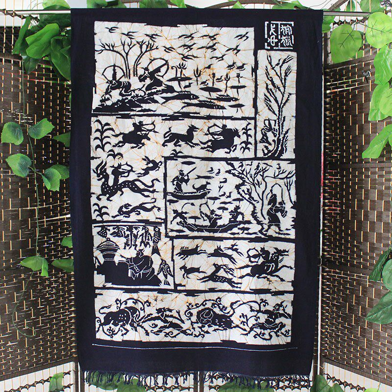 传统蜡染画民族特色工艺品餐厅酒吧装饰壁画可做门帘古典布艺壁挂