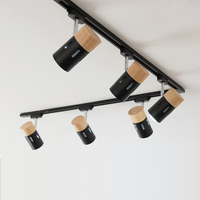 北欧原木创意家用LED射灯商用店铺COB轨道灯服装店超亮轨道条灯具