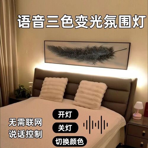 床头氛围灯带led灯条卧室房间主卧宿舍客厅背景语音智能变光灯带
