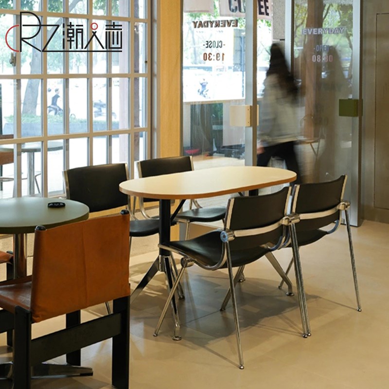 北欧简约中古餐椅vintage弯曲木铝椅咖啡厅靠背休闲椅设计师椅子
