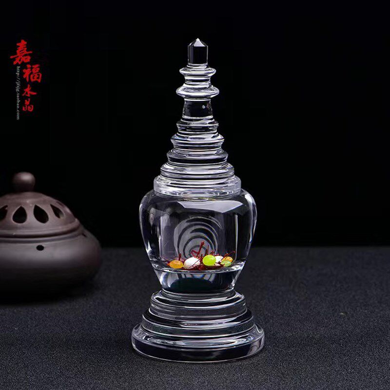 天然白水晶舍利塔 手工制作佛塔摆件装藏舍利子瓶子嘎乌盒 水晶塔