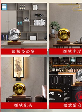 龙图案水晶球摆件白色水晶透明雕刻定制龙办公桌生肖龙摆设青龙球