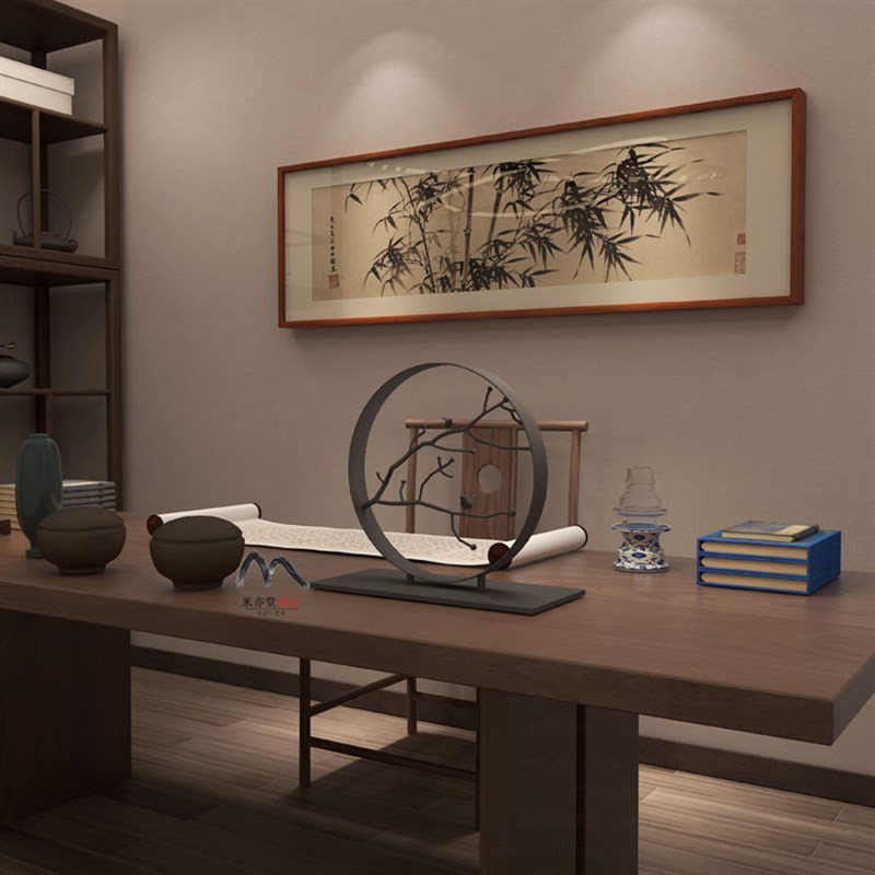 米亦堂x水墨竹 新中式明清古典宣纸字画客厅沙发背景墙玄关横挂画