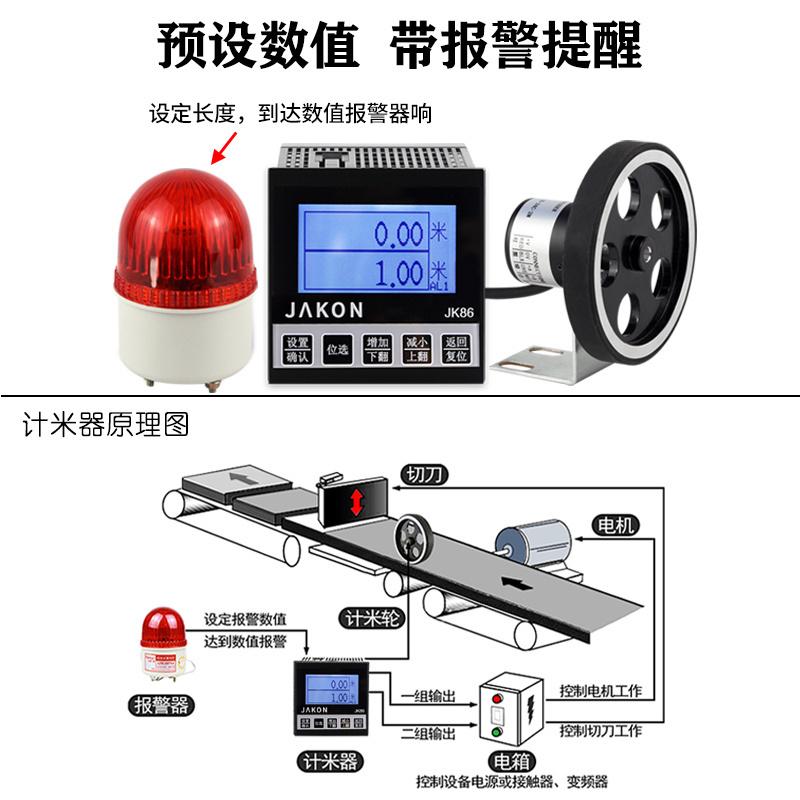 米计米器滚轮高精度中文智能记式器jk86米数计数器编码器控制码表