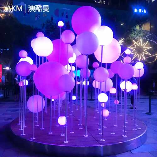 LED圆球灯互动感应呼吸灯七彩变色公园广场草坪商场美陈装饰防水