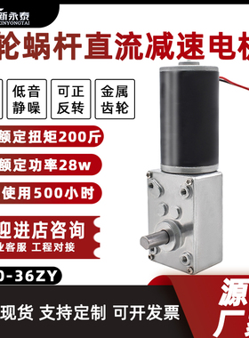 新永泰5840涡轮蜗杆大扭力矩直流减速电机调速慢速36ZY马达12V24V