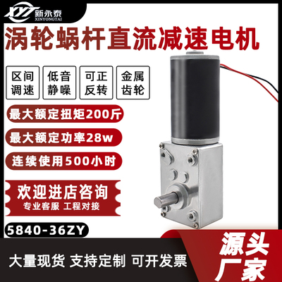新永泰5840涡轮蜗杆大扭力矩直流减速电机调速慢速36ZY马达12V24V