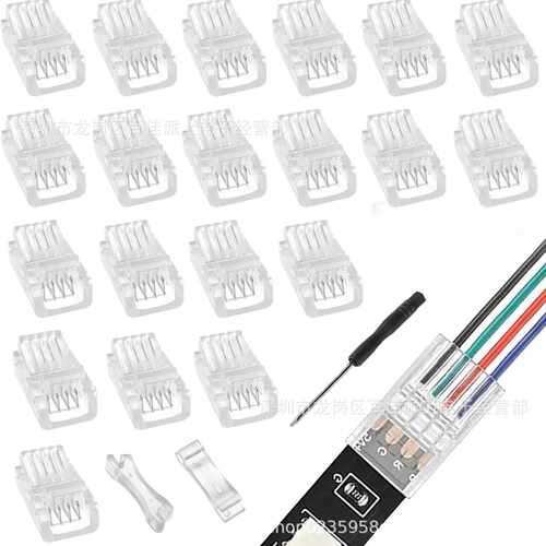 LED连接器4Pin 8mm10mm RGB LED灯条免焊卡扣接头板对线水晶扣