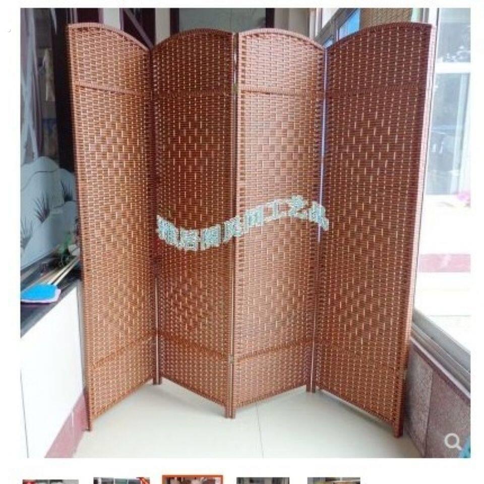 草藤编屏风隔断折叠实木酒店试衣间玄关客厅卧室移动折屏中式简易