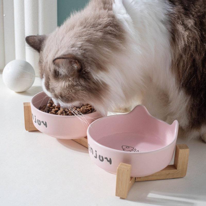 猫碗陶瓷狗碗黑碗猫咪食盆狗盆狗狗喝水碗粮碗宠物水碗防打翻用品