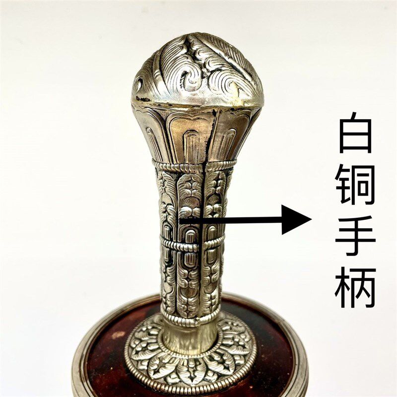 尼泊尔手工纯铜酥油茶桶打奶桶白铜雕花打茶桶家居摆件家用新款