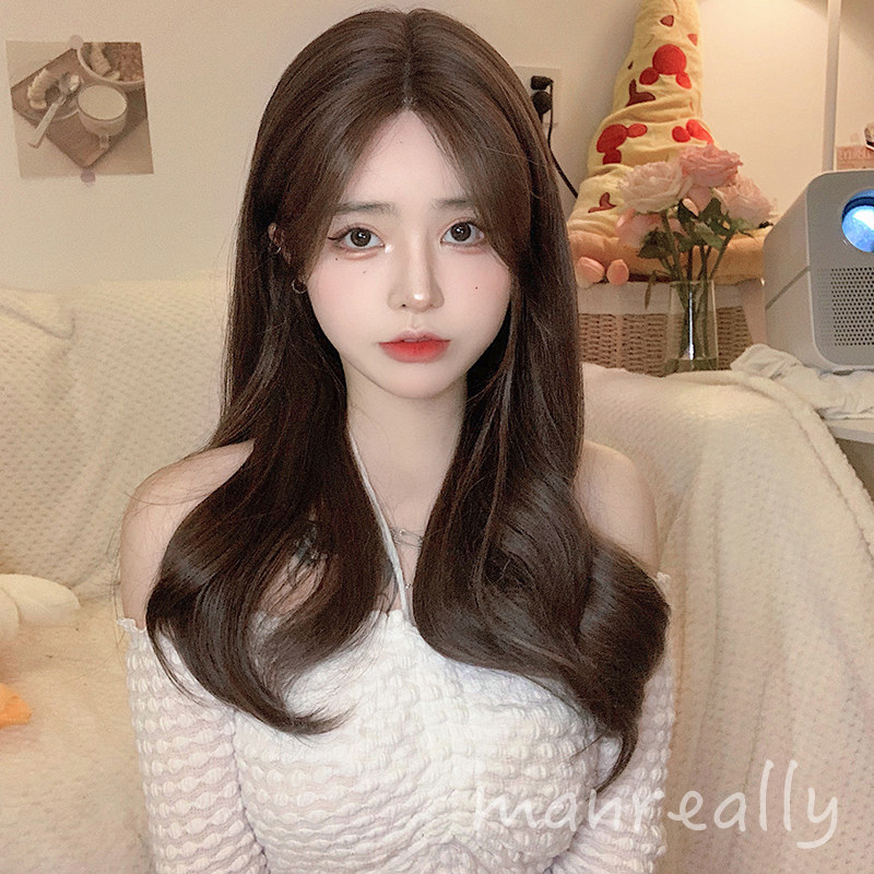 漫真假发女长发长卷发蕾丝手钩自然日常无痕网红中分假发全头套女