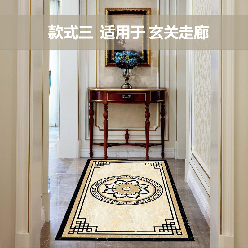 瓷砖自粘贴纸地面翻新遮丑地砖花纹过门石走廊装饰客厅中式地贴