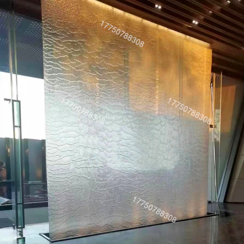 钢网水幕隔断墙瀑布造景流水系景观室外钢丝水幕帘循环水景屏风