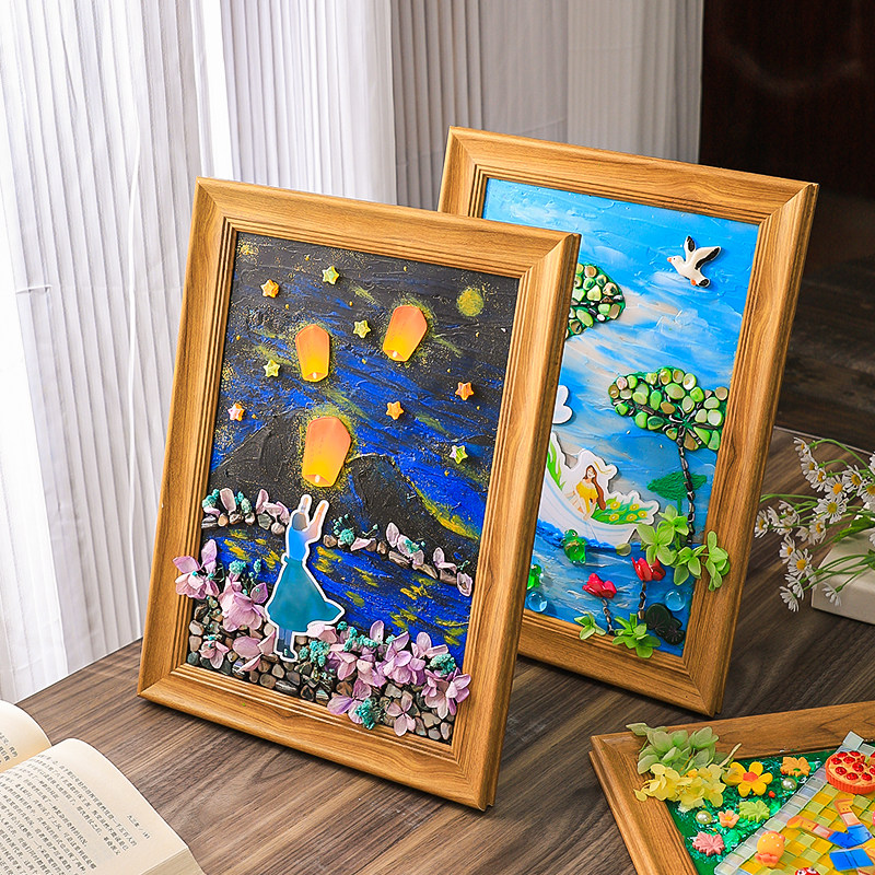 油画diy填充装饰画手工画材料包马赛克儿童手工奶油胶diy材料