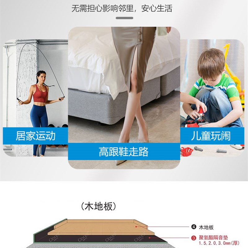 聚氨酯楼板隔音减震垫家用木地板卧室楼层减震静音酒店影院隔音棉图片