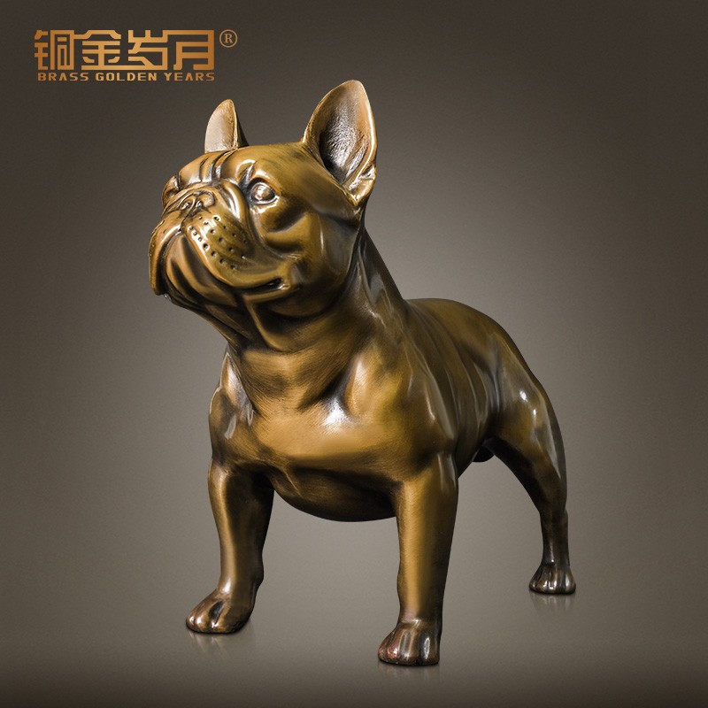 铜法斗犬狗摆件黄铜家居摆设大号客厅办公室金属金属铜雕塑工艺品