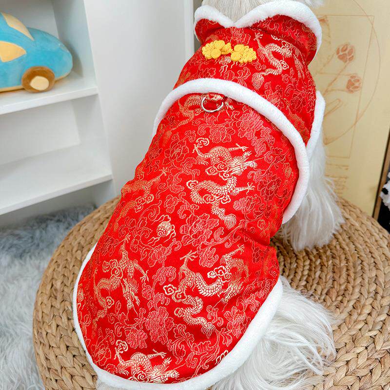狗狗新年衣服冬款保暖猫咪过年宠物喜庆秋冬棉衣马甲小狗泰迪秋冬