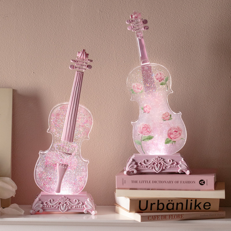 小提琴摆件飘雪花音乐盒八音盒水晶球小女孩实用生日礼物儿童女生