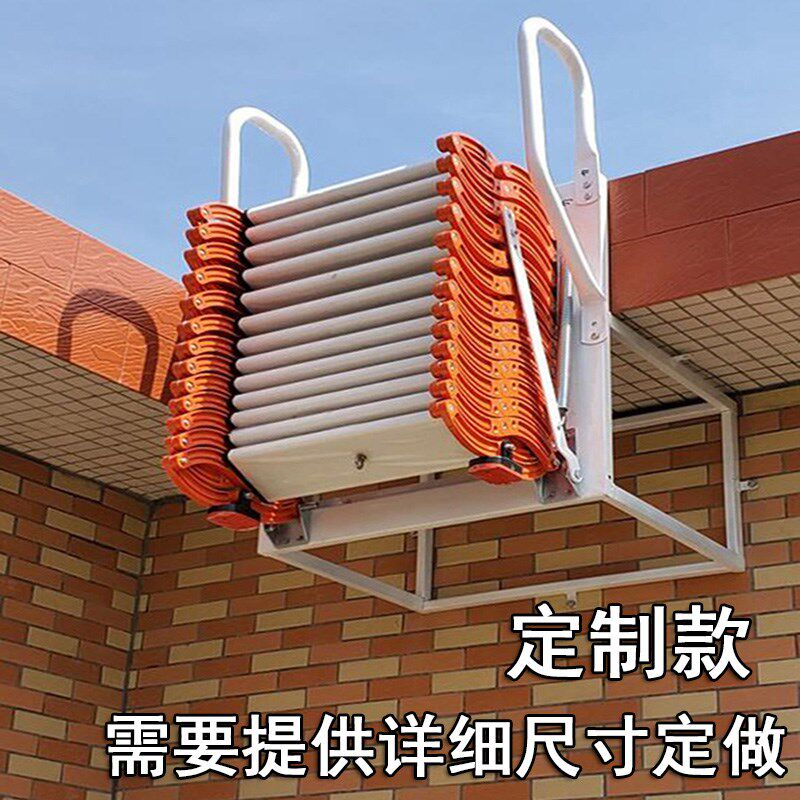 阁楼伸缩楼梯室内别墅家用户外平台壁挂收缩升降折叠加厚消防梯子