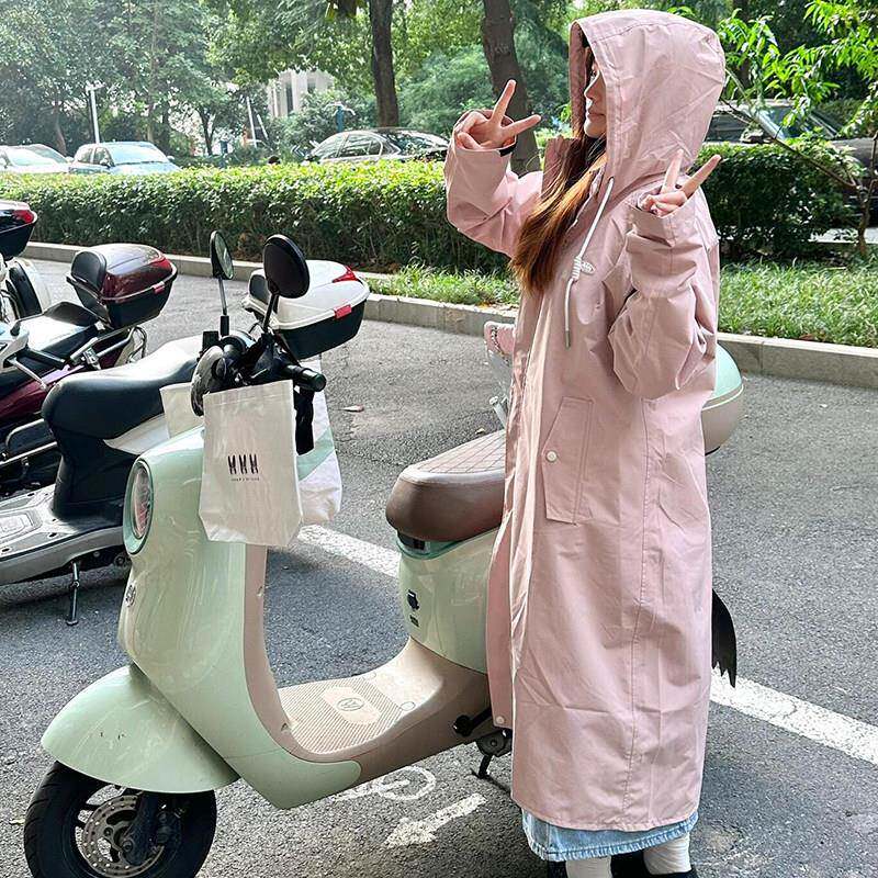 电动车雨衣人车分离长版全身防风防暴雨加厚加大牛津布少女粉雨
