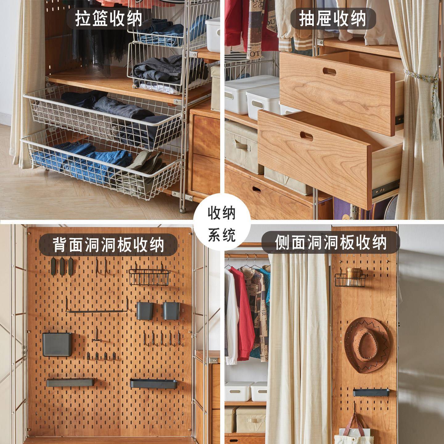 适配宜家收纳层架洞洞板配件挂钩篮子套装金属支架收纳多功能置图片