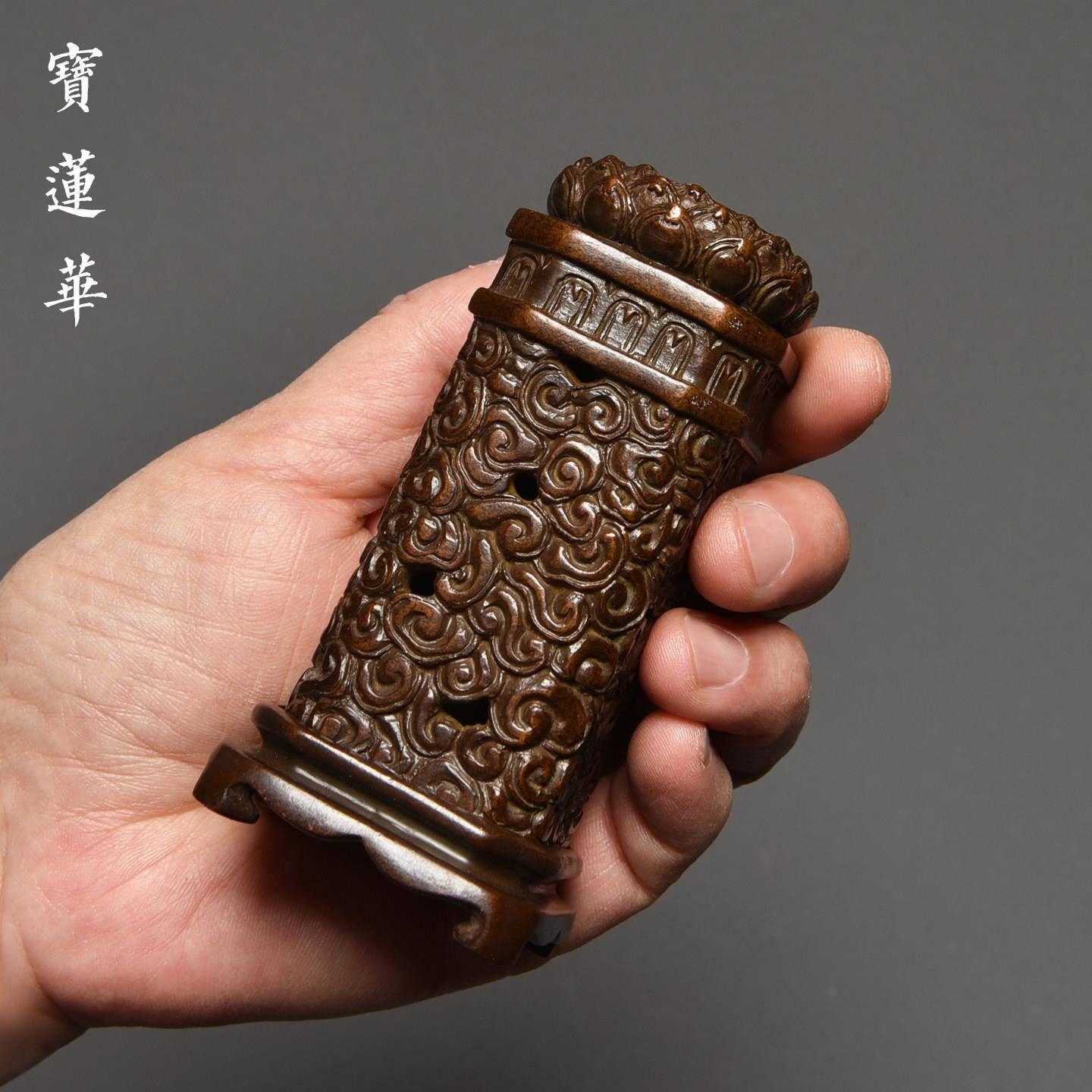 莲花祥云柱铜香炉 多用环香炉倒流香炉香篆炉 铜香炉香插铜炉摆