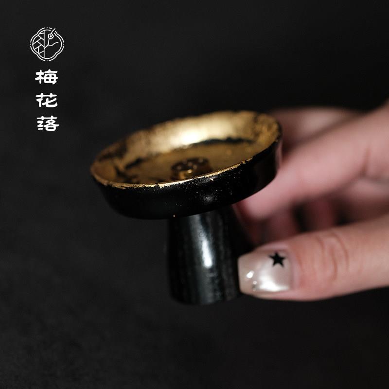 梅花落大漆金箔香插香道线 线香木胎侘寂风摆件非遗茶道零配阿超