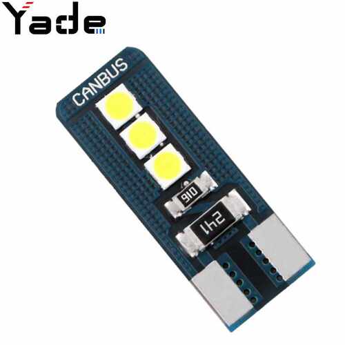 雅德汽车LED解码高亮示宽灯T10 3030 6SMD灯泡阅读灯牌照灯车门灯