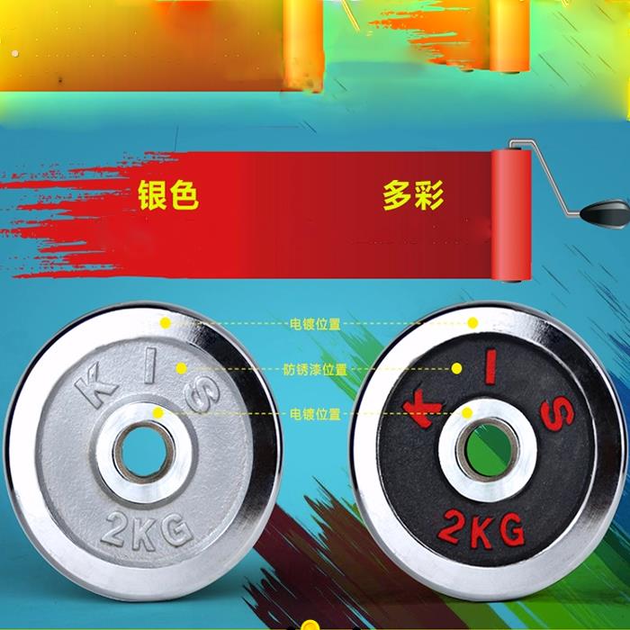 纯铁哑铃片15公斤黑漆红字铁片 用于杠铃配重训练的配重片
