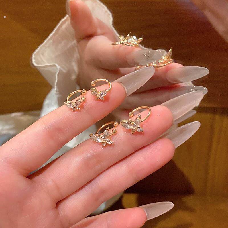 精致锆石蝴蝶无耳洞耳夹女新款轻奢小众设计耳骨夹高级感耳环耳饰