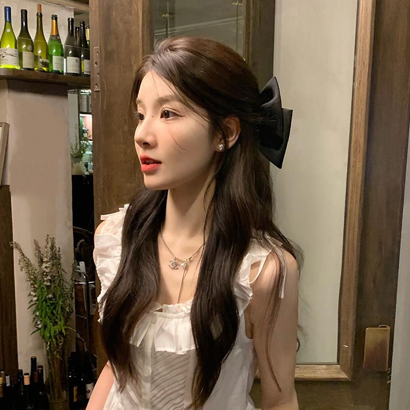 超大号黑色蝴蝶结发夹女立体高级感后脑勺弹簧发夹发夹夹子头饰发
