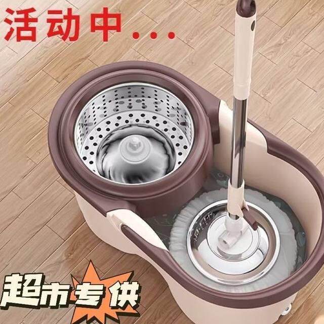 旋转拖把桶双驱动拖把桶旋转不锈钢脱水机家用拖布免手洗干湿两用