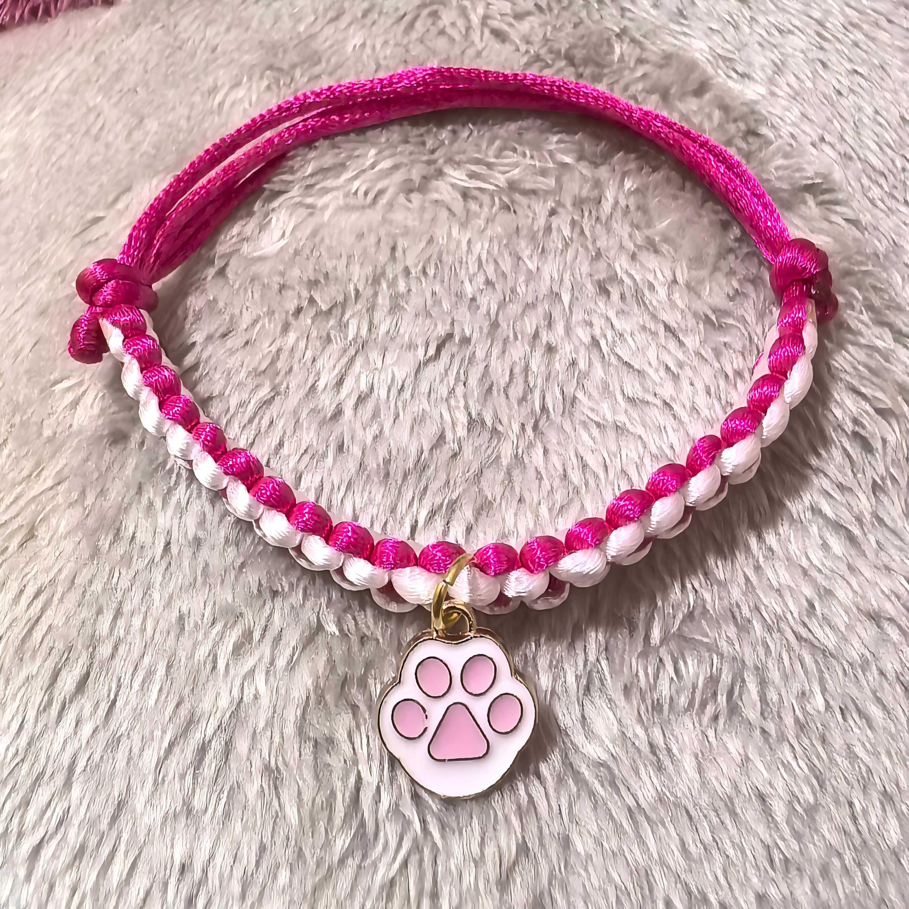 猫咪项炼小猫项圈狗狗脖圈手工编织可调节长命锁福牌脖子饰品