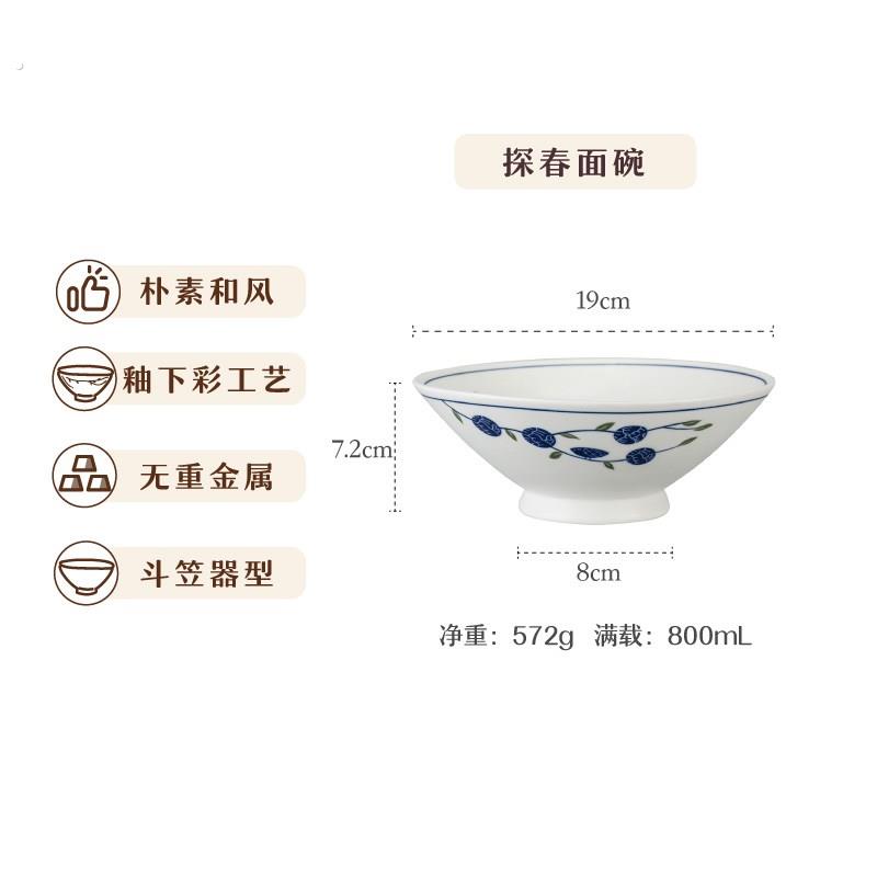 探春面碗家用大碗斗笠碗拉面碗高颜值陶瓷碗汤碗简约单人高级