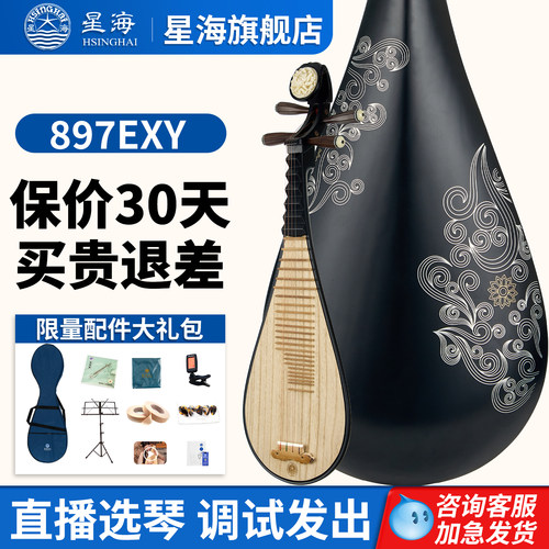 星海硬木如意头专业演奏琵琶