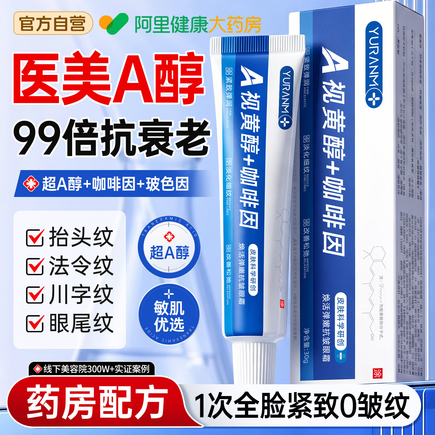 a醇面霜视黄醇紧致抗皱抗衰老修复法令纹眉间川字抬头纹消除神器图片