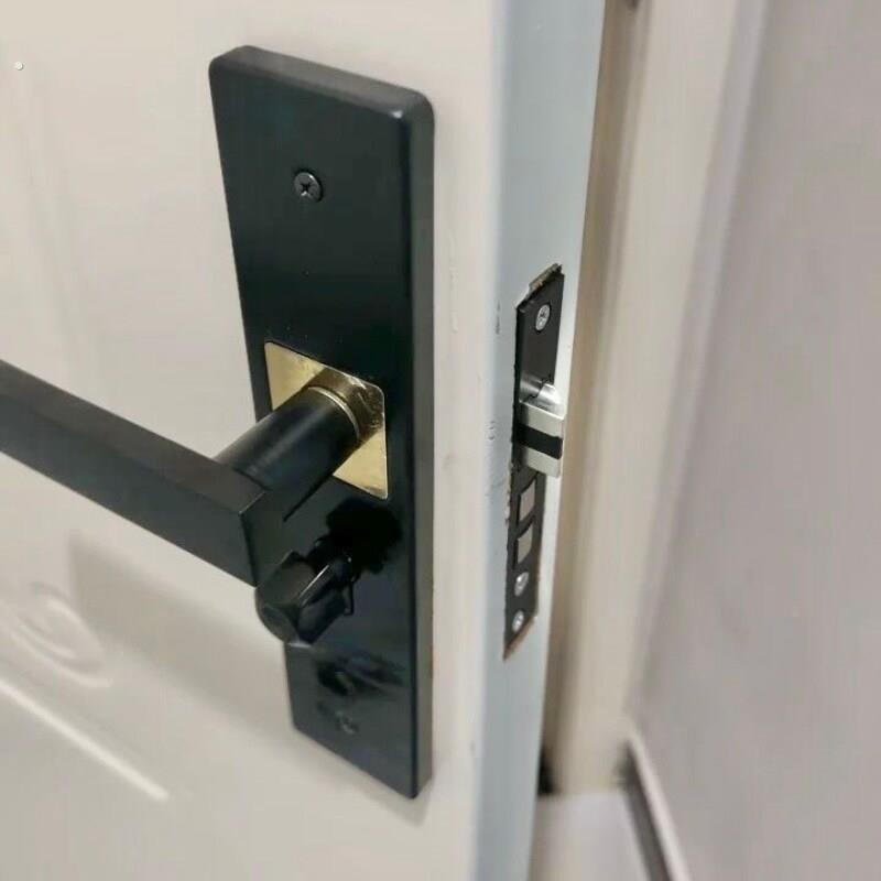 黑色锁具静音老式三件套门把手卧室内门旧门换锁房门锁家用通用型