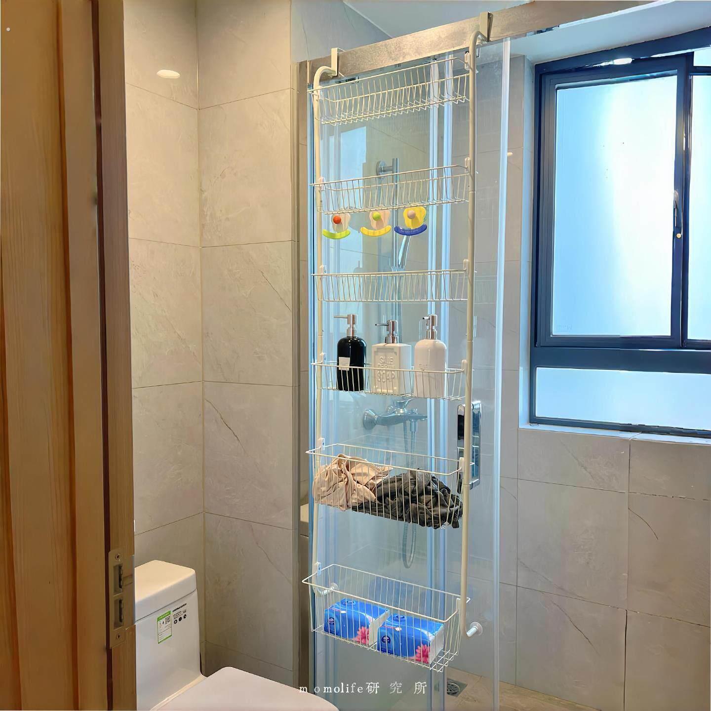门后置物架超薄免打孔挂篮多层收纳架浴室门后挂架多功能整理架
